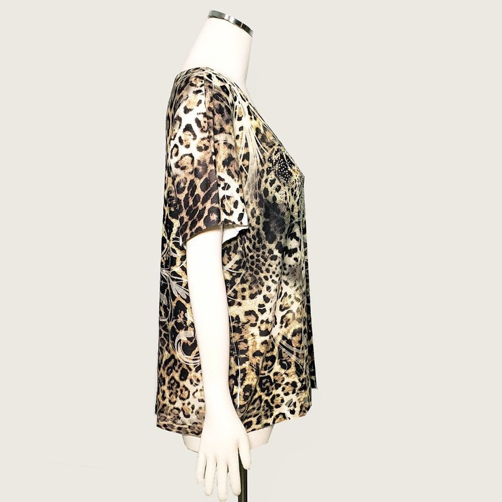 ** JM Collection Leopard Print Top with Tacking​ - Picture 5 of 8